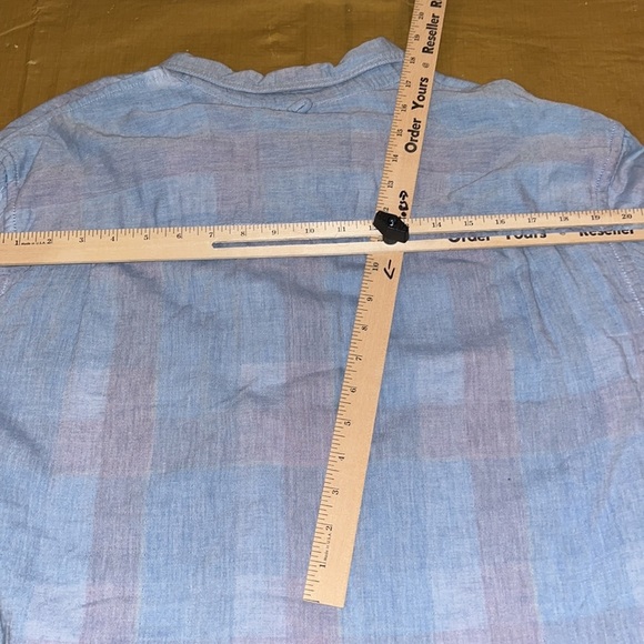 Club Room  size XL blue denim button down with roll tab button fun check lined - Picture 15 of 15